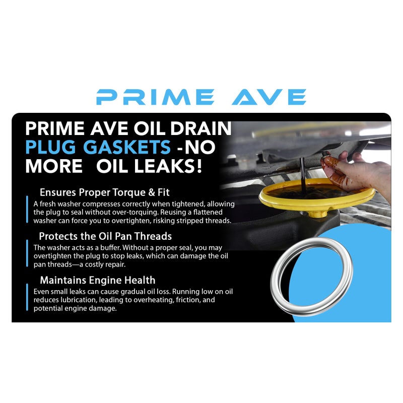 PRIME AVE Aluminium Oil Drain Plug Gaskets - 16mm Crush Washer for Leak Proof Sealing - Durable & Reliable Oil Plug Washer - Compatible with Subaru Part# 803916010 (Pack of 15) - Image 2